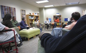 Nicole speaking at MS meeting.